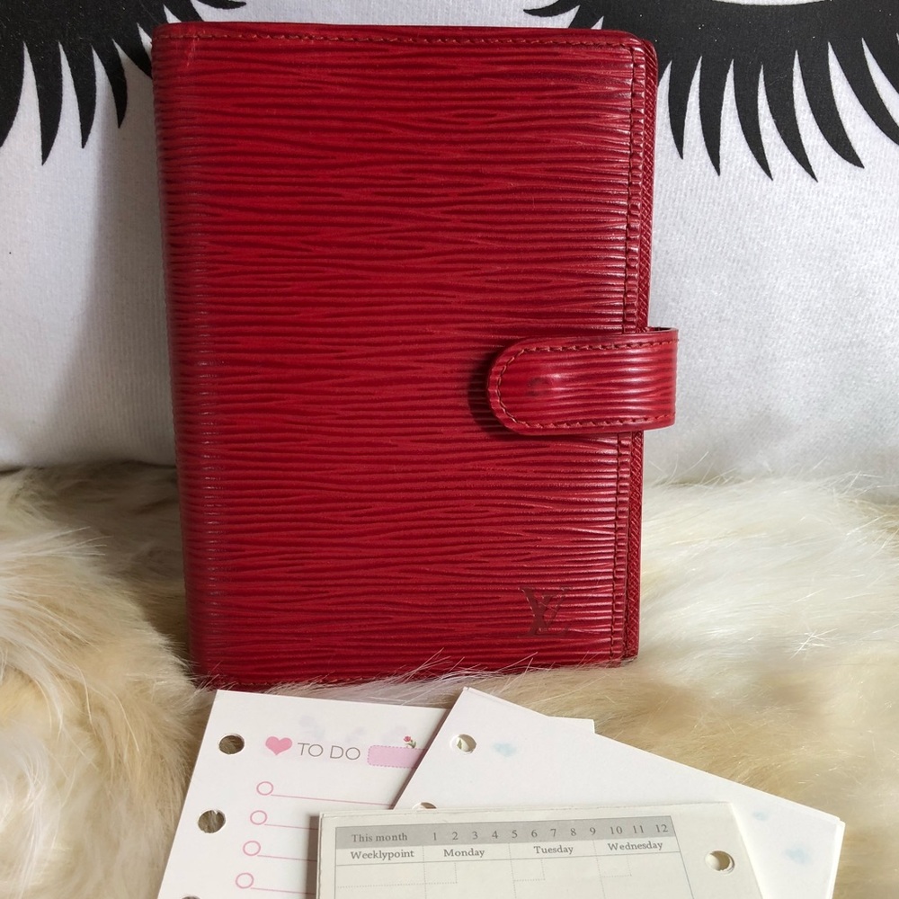 Authentic LV Red Vernis PM Agenda